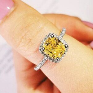 NEW LUXURY ENGAGEMENT DIAMOND S925 STERLING SILVER RING